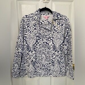 Lilly Pulitzer Navy and White Booker Popover ~ Reel Life ~ Sz Medium
